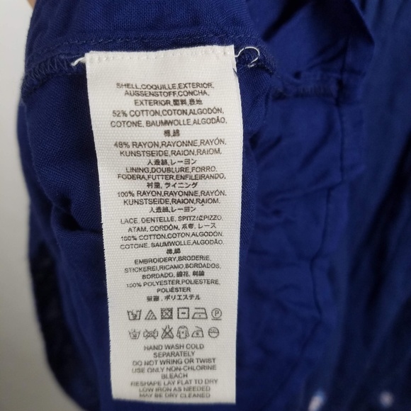 NWT Free People "Counting Daisies" Embroidered Off-Shoulder Dress Navy Small - Picture 7 of 7